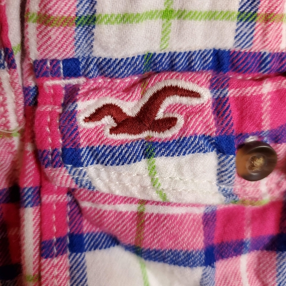 Hollister Pink Plaid Flannery Button-up Top - Picture 5 of 6
